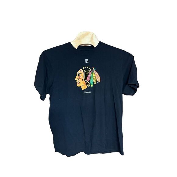 Reebok XXL (2XL) Chicago Black Hawks NHL Cotton T-Shirt Black - Picture 1 of 4